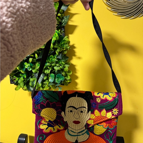 🌺Handmade Frida Kahlo Boho Bag Purse Clutch Embroidered Mexican Folk Art - Picture 6 of 7